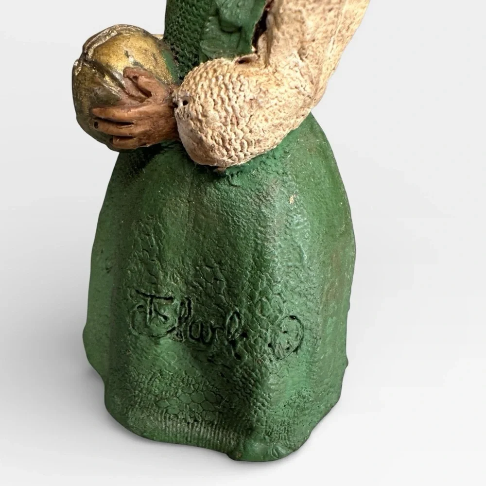 Vintage Tom Clark Signed Gnome Figurine – 1986 – Lady Holding Bell